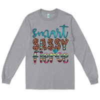 Heather Grey smart  sassy fierce Long Sleeve Tee - JahusDesignShop