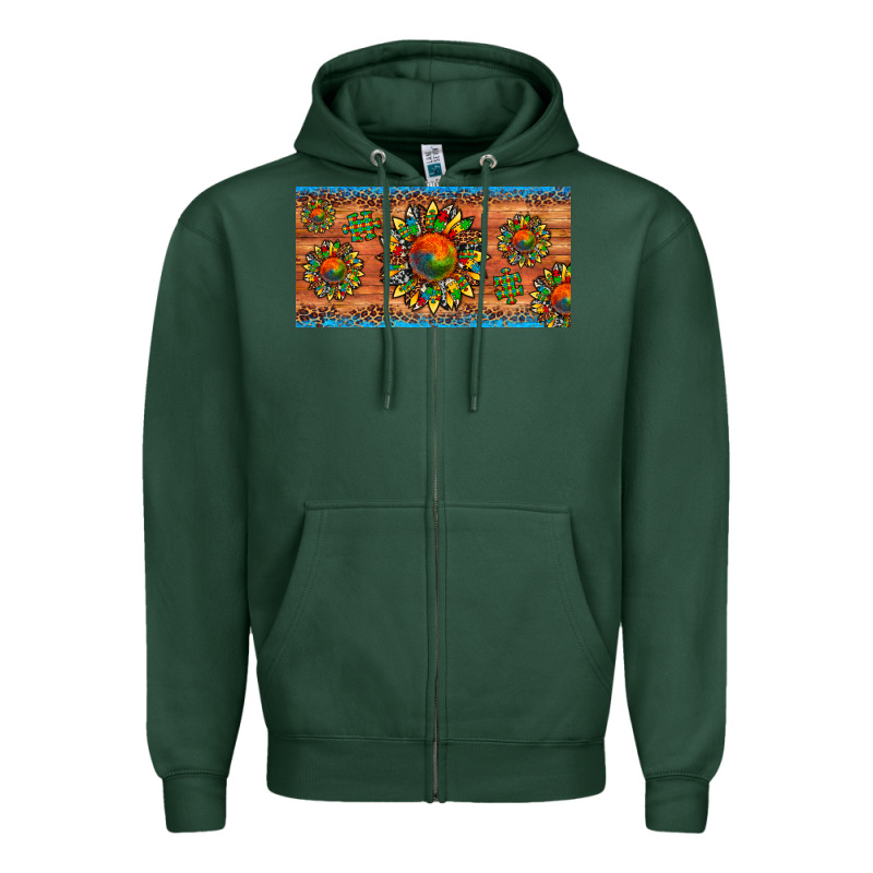 Autism Awareness Sunflower Puzzle License Plate Zipper Hoodie by Artiststas | Teevron