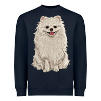 Navy white pomeranian Heavyweight Sweatshirt - RanaPortraitStore