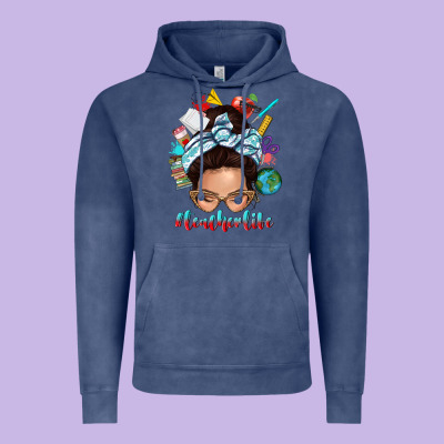 Vintage Hoodie teacher life messy bun