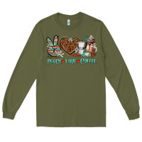 Army Green peace love coffee Long Sleeve Tee - AdoDesignShop
