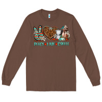 Chestnut peace love coffee Long Sleeve Tee - AdoDesignShop