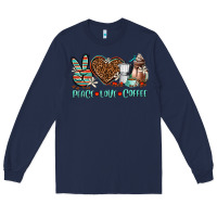 Navy peace love coffee Long Sleeve Tee - AdoDesignShop