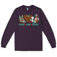 Plum peace love coffee Long Sleeve Tee - AdoDesignShop