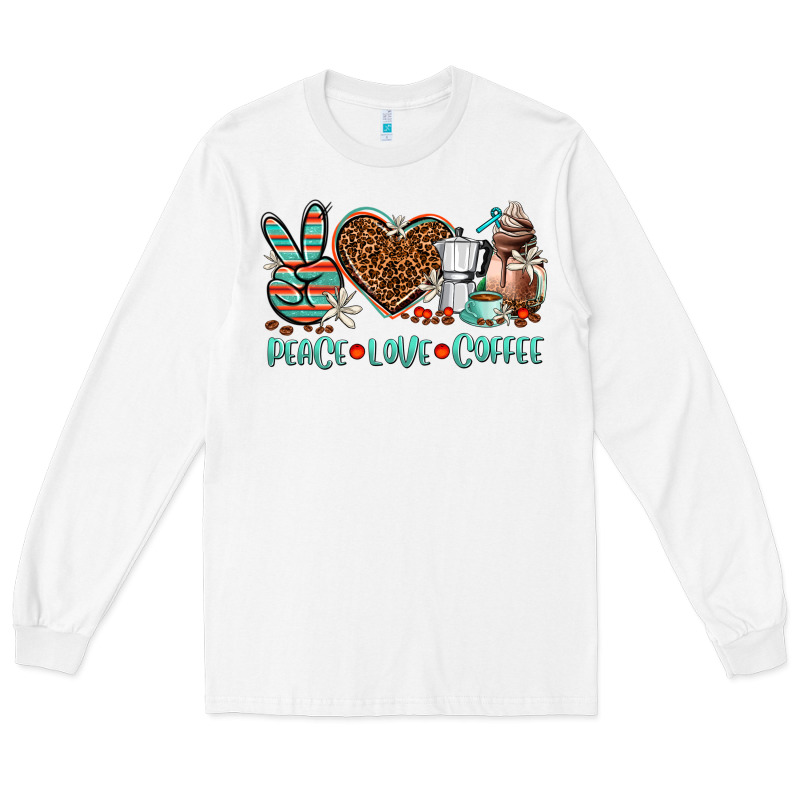 Peace Love Coffee Long Sleeve Tee by AdoDesignShop | Teevron