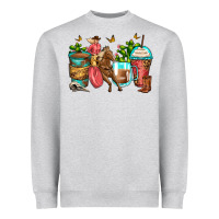 Heather Grey cowgirl coffee cups Heavyweight Sweatshirt - Zillion Design Studio