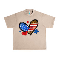 French Oak American flag heart leopard Urban Heavy Tee - Neo Western