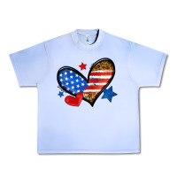 Grape Ice American flag heart leopard Urban Heavy Tee - Neo Western