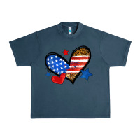 Midnight Navy American flag heart leopard Urban Heavy Tee - Neo Western