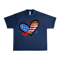 Navy American flag heart leopard Urban Heavy Tee - Neo Western