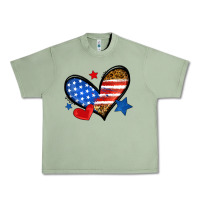 Oil Green American flag heart leopard Urban Heavy Tee - Neo Western