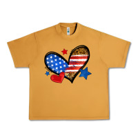 Peanut Butter American flag heart leopard Urban Heavy Tee - Neo Western
