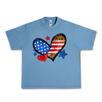 Pebble Blue American flag heart leopard Urban Heavy Tee - Neo Western