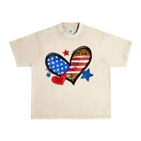 Sandshell American flag heart leopard Urban Heavy Tee - Neo Western