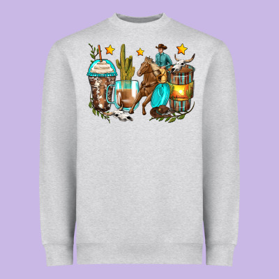 Cowboy Coffee Cups Heavyweight Sweatshirt Designed By Zillion Design Studio