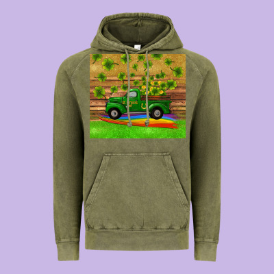 Vintage Hoodie st patricks day truck shamrock with rainbow tumbler
