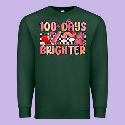 100 Days Brighter Premium Sweatshirt Designed By Maliassmallbusiness
