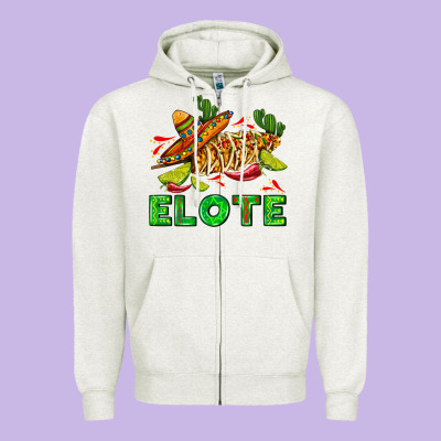 Elote Corn Sombrero Lime And  Cactus Zipper Hoodie Designed By Adodesignshop