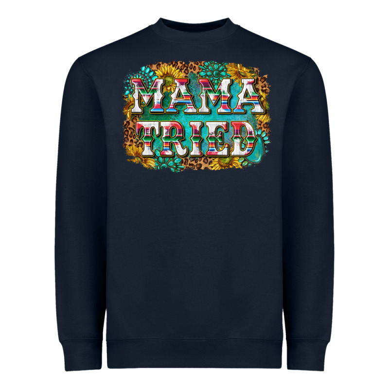 Western Mama Tried With Sunflowers And Gemstone Heavyweight Sweatshirt by texasbilliewilder | Teevron