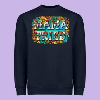 Western Mama Tried With Sunflowers And Gemstone Heavyweight Sweatshirt Designed By Texasbilliewilder