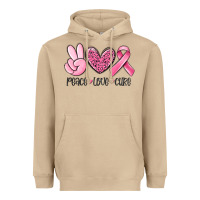 Mushroom peace love cure breast cancer Heavyweight Hoodie - MaliasSmallBusiness