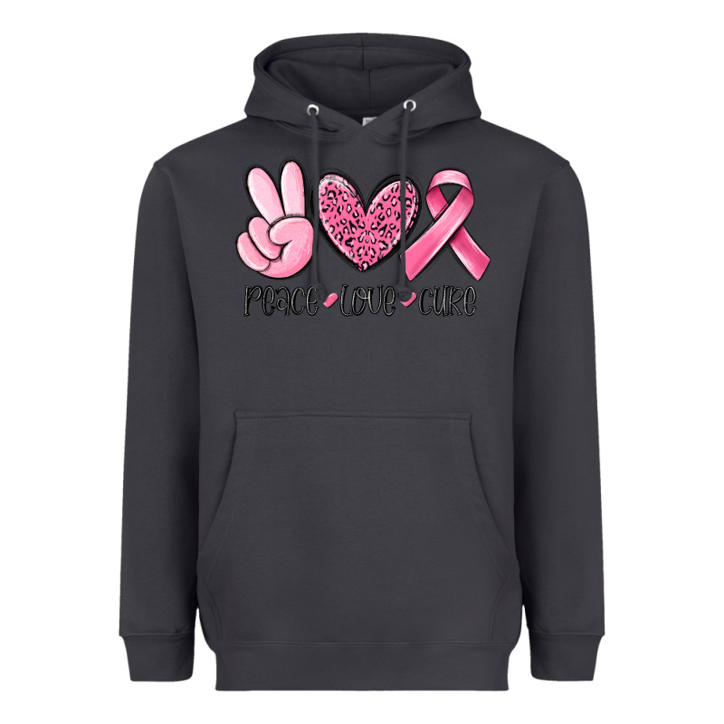 Peace Love Cure Breast Cancer Heavyweight Hoodie by MaliasSmallBusiness | Teevron
