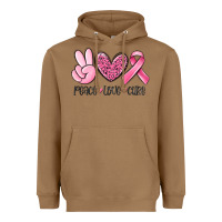 Toasted Coconut peace love cure breast cancer Heavyweight Hoodie - MaliasSmallBusiness