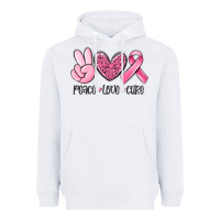 White peace love cure breast cancer Heavyweight Hoodie - MaliasSmallBusiness