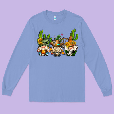 Western Gnomes With Cactus Long Sleeve Tee Designed By Adodesignshop