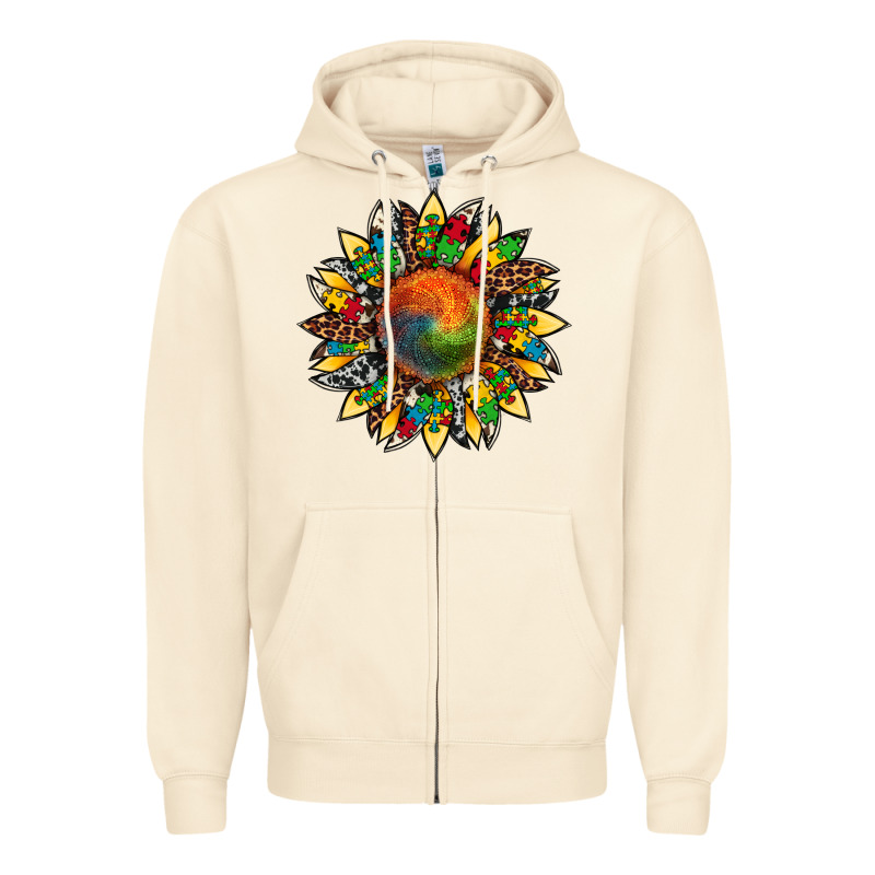Autism Awareness Cowhide Leopard Sunflower Zipper Hoodie by Artiststas | Teevron