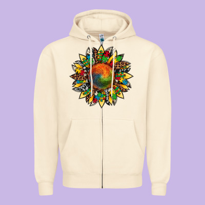 Autism Awareness Cowhide Leopard Sunflower Zipper Hoodie Designed By Artiststas