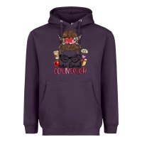 Plum messy bun one loved counselor Heavyweight Hoodie - MaliasSmallBusiness
