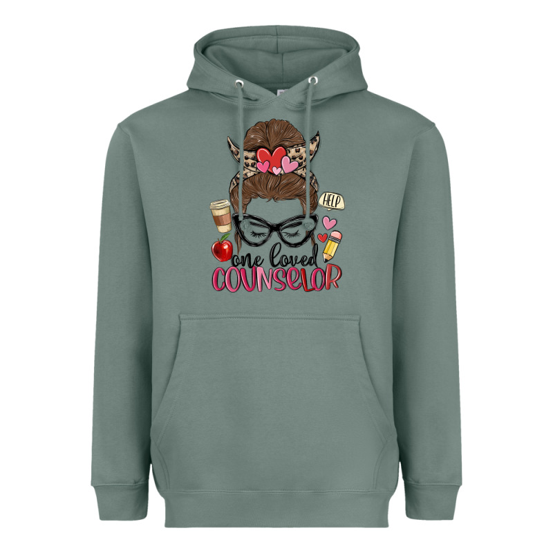 Messy Bun One Loved Counselor Heavyweight Hoodie by MaliasSmallBusiness | Teevron