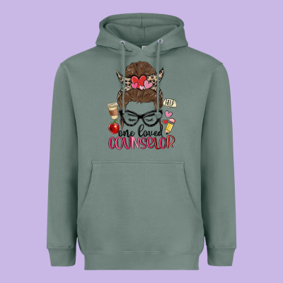 Messy Bun One Loved Counselor Heavyweight Hoodie Designed By Maliassmallbusiness