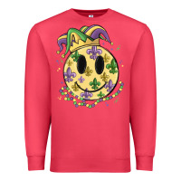 Cardinal smiley face mardi gras Premium Sweatshirt - MaliasSmallBusiness