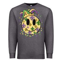 Charcoal Heather smiley face mardi gras Premium Sweatshirt - MaliasSmallBusiness