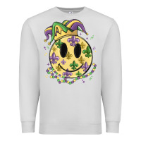 Dove Grey smiley face mardi gras Premium Sweatshirt - MaliasSmallBusiness