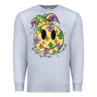 Heather Grey smiley face mardi gras Premium Sweatshirt - MaliasSmallBusiness