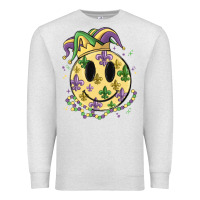 Oatmeal Heather smiley face mardi gras Premium Sweatshirt - MaliasSmallBusiness