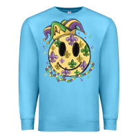 Ocean Blue smiley face mardi gras Premium Sweatshirt - MaliasSmallBusiness
