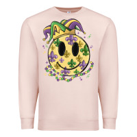 Pale Pink smiley face mardi gras Premium Sweatshirt - MaliasSmallBusiness