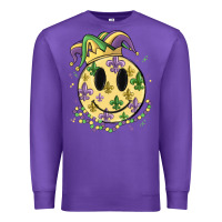 Purple smiley face mardi gras Premium Sweatshirt - MaliasSmallBusiness