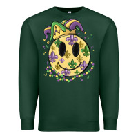Sports Green smiley face mardi gras Premium Sweatshirt - MaliasSmallBusiness