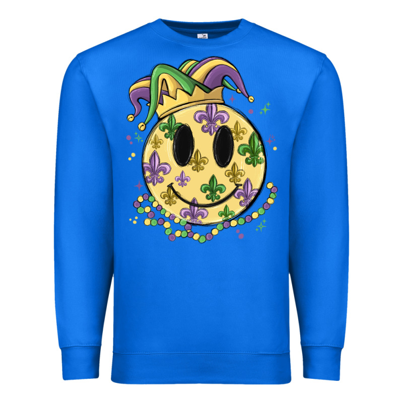 Smiley Face Mardi Gras Premium Sweatshirt by MaliasSmallBusiness | Teevron