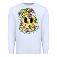 White smiley face mardi gras Premium Sweatshirt - MaliasSmallBusiness