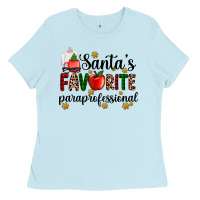 Baby Blue santa's favorite  paraprofesyonal Ladies Tee - AdoDesignShop