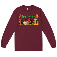Burgundy welcome fall Long Sleeve Tee - AdoDesignShop