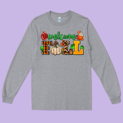 Welcome Fall Long Sleeve Tee Designed By Adodesignshop