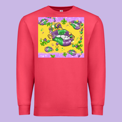 Mardi Gras Lips Premium Sweatshirt Designed By Maliassmallbusiness