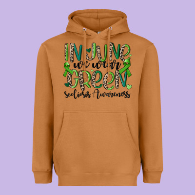 In June We Wear Green Scoliosis Awareness Heavyweight Hoodie Designed By Maliassmallbusiness